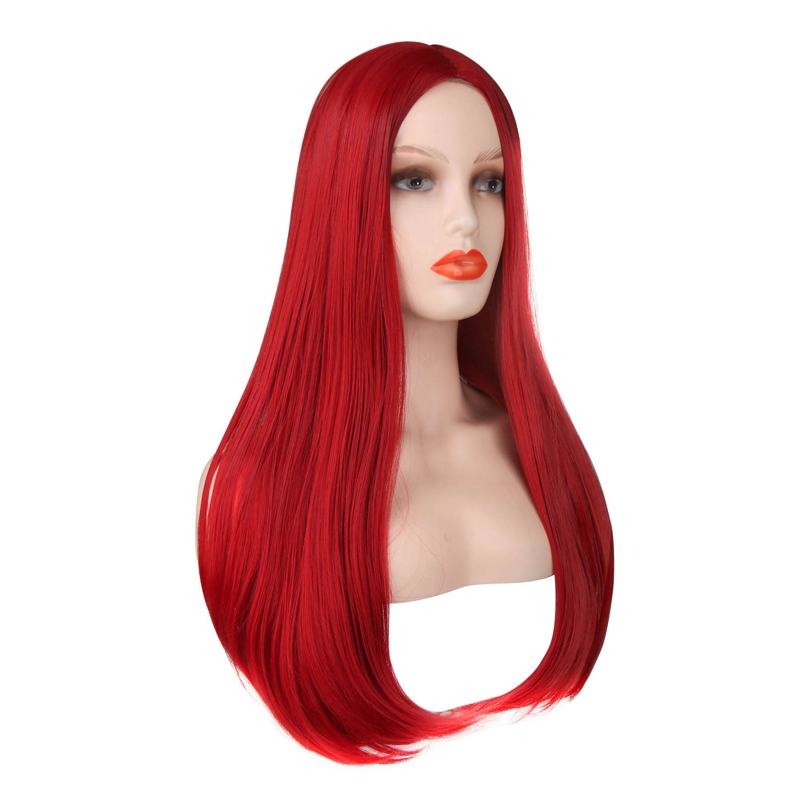 Sally Face Perücken für Cosplay Halloween Sally Kostüm gerade rotes Haar Full Head