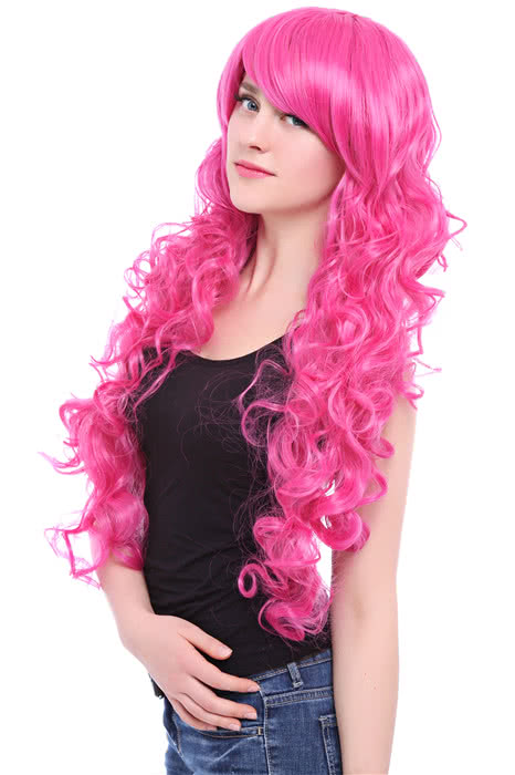 70 cm lang Magenta mein kleiner Pony Pinkie Pie Wavy Party Hair Cosplay Perücken