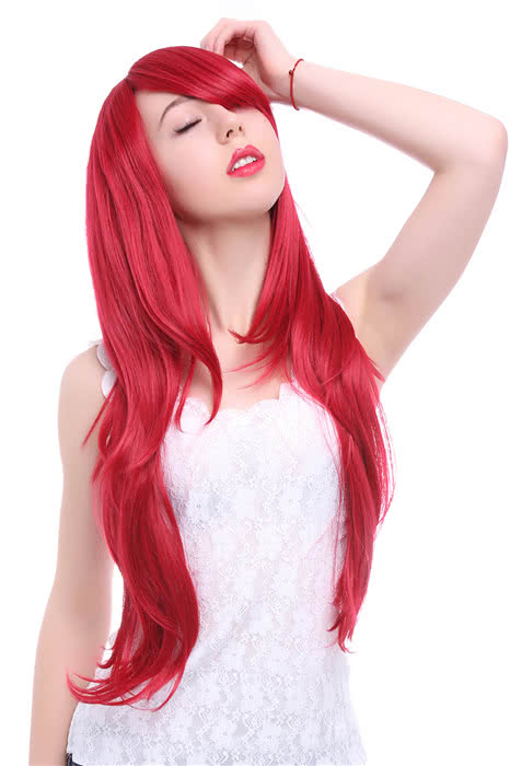 80 cm lange Modeperücke rote Straße Frauen Haare
