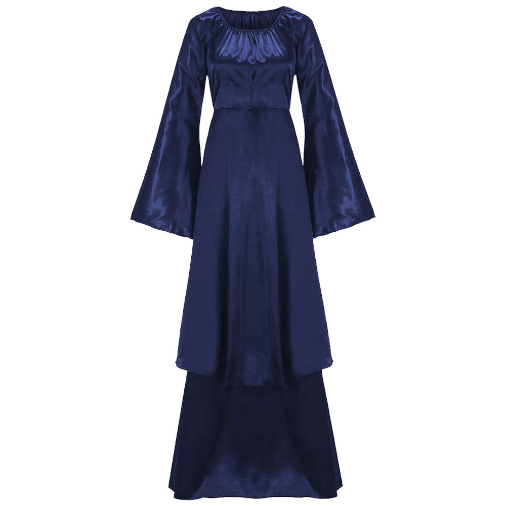 Halloween Kostüm Dame Solid Color Vintage Flared Sleeves Renaissance mittelalterliche lange Schulter A-Line-Kleid