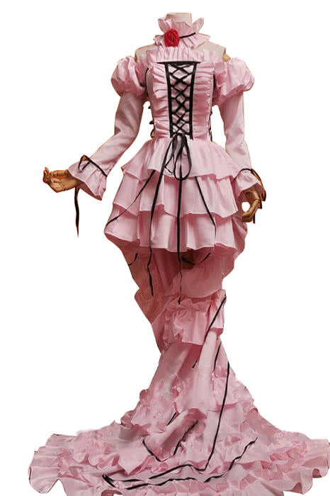 Chobits Chi süße rosa lange Kleider Cosplay-Kostüme