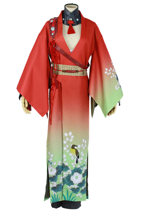 Dramatischer Mord Koujaku Druckvibrationshülle Kimono Red Cosplay Kostüme
