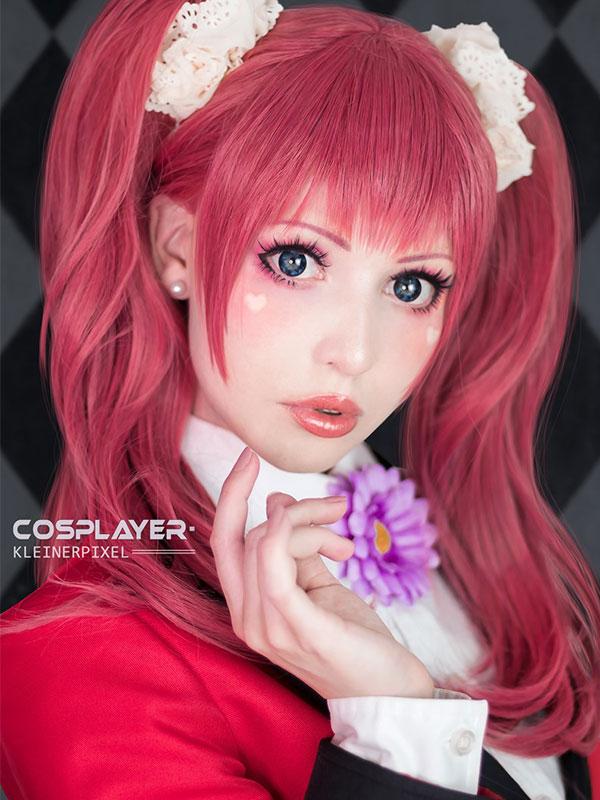 kakegurui yumemite yumemi 100 cm lang rosa gerade cosplay -Perücken
