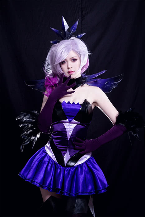 lol lux elementalistische dunkle haut lila kleid cosplay Kostüme