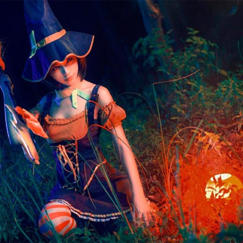 lol wilde Jägerin Nidale Halloween Witch Cosplay Kostüm