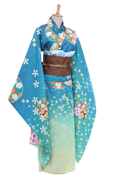 Liebesleben! Rin Hoshizora Blue Kimono Cosplay Kostüm