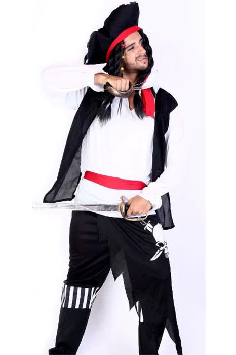 Neuankömmlinge weißer und schwarzer Anzug Pirat des karibischen Halloween -Cosplay-Kostüme