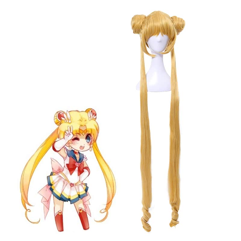Sailor Moon Serena Tsukino 5 Version Sailor Long Golden Cosplay Perücken