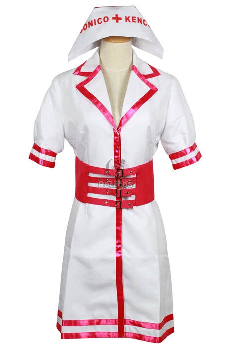 Super Sonico White and Pink Nurse Uniform Cosplay Kostüme