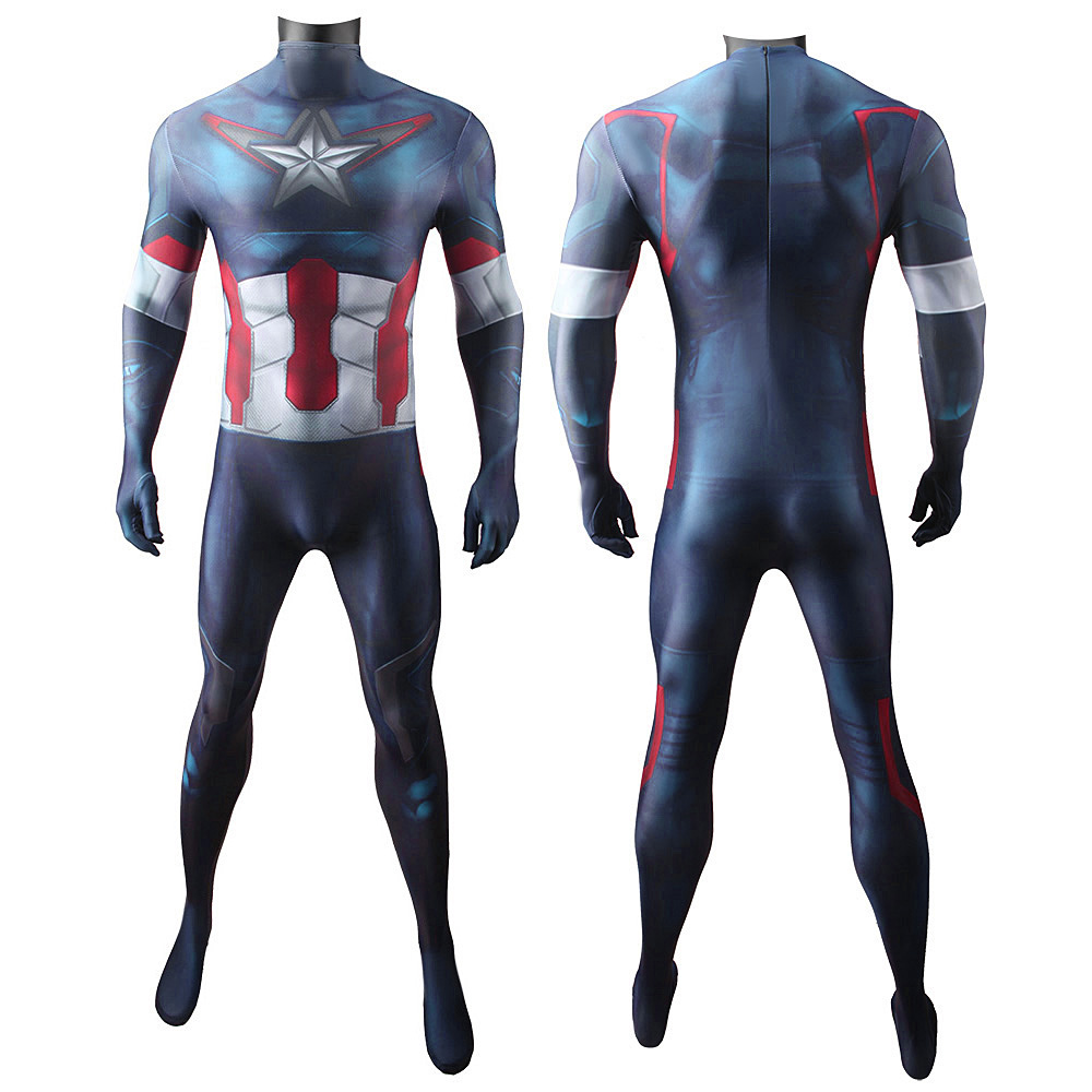 Herren Marvel Universe Captain America Der Wintersoldat Deluxe Kostüm kreative BodySuit -Strumpfhosen Overall Outfit