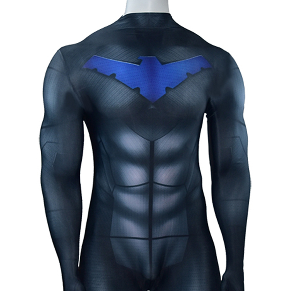 DC Nightwing Superhelden Kostüm Cosplay Halloween Ultimate BodySuit Jumpsuit Zentai Onesie Spandex 3D -Stil für Erwachsene/Kinder