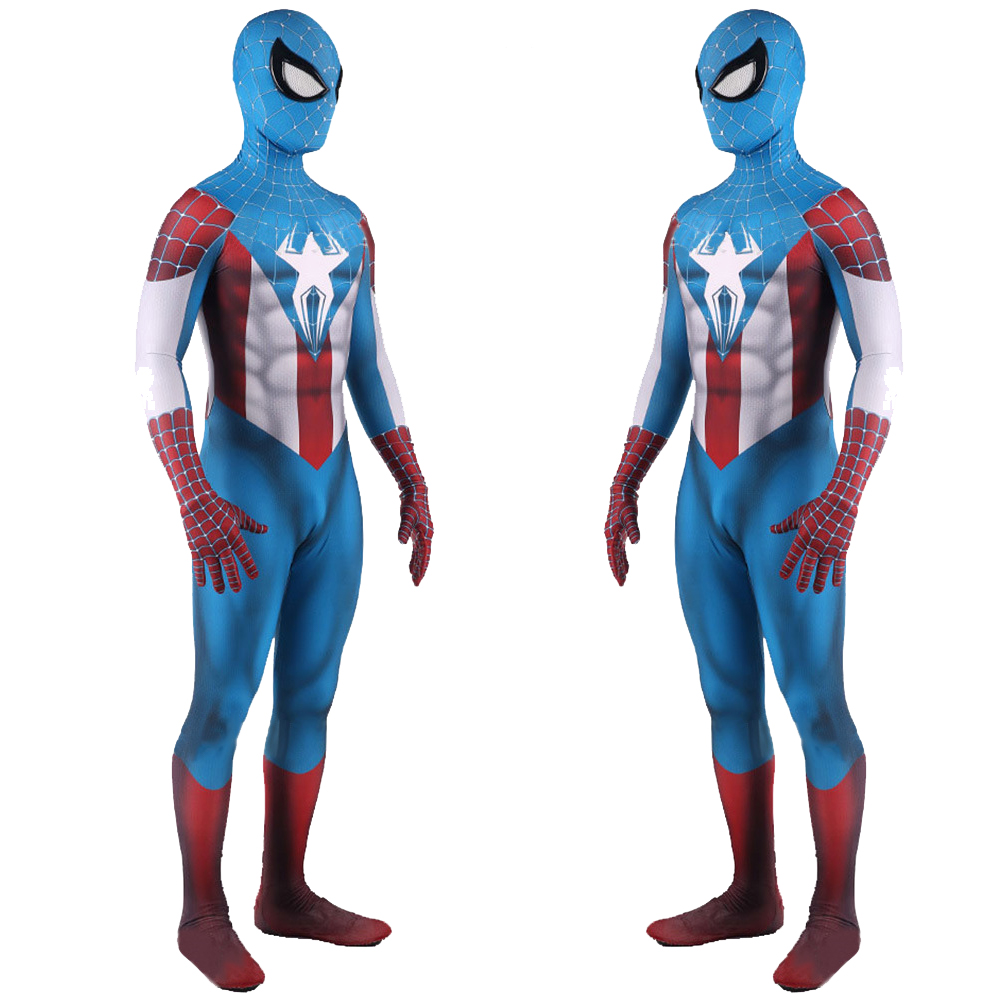 Marvel Captain America Halloween Kostüm für Kinder Erwachsene Avengers mit 3D Captain America kombiniert Superheldenkostüme