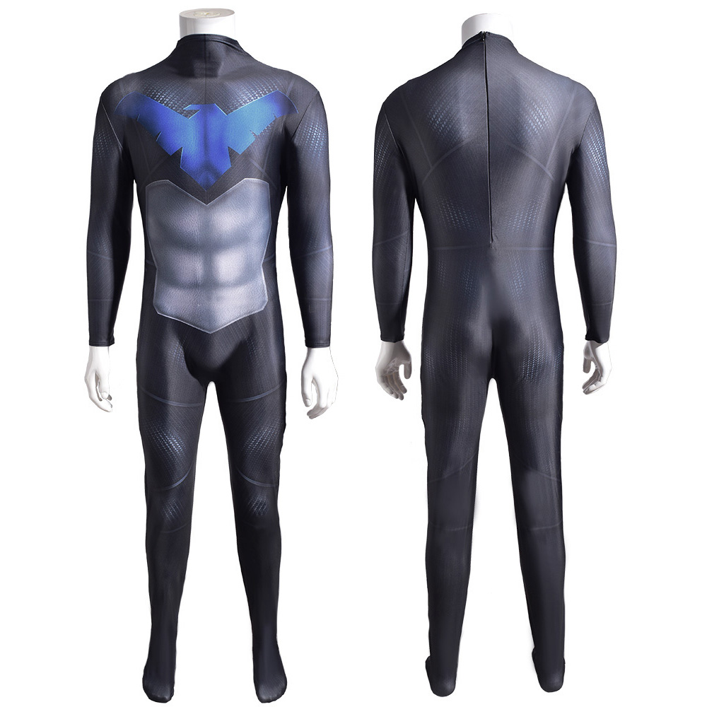 Spiel Gotham Nightwing Knights Comics Superhelden Kostüm Cosplay Anzug Zentai Outfit BodySuit Jumpsuit 3D -Stil für Kinder Erwachsene