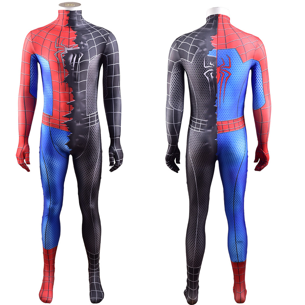 Spider-Man Spandex einteilige Strumpfhosen Raimi Red und Blue Fusion Spider Cosplay Kostüm Marvel Halloween Anime Cosplay
