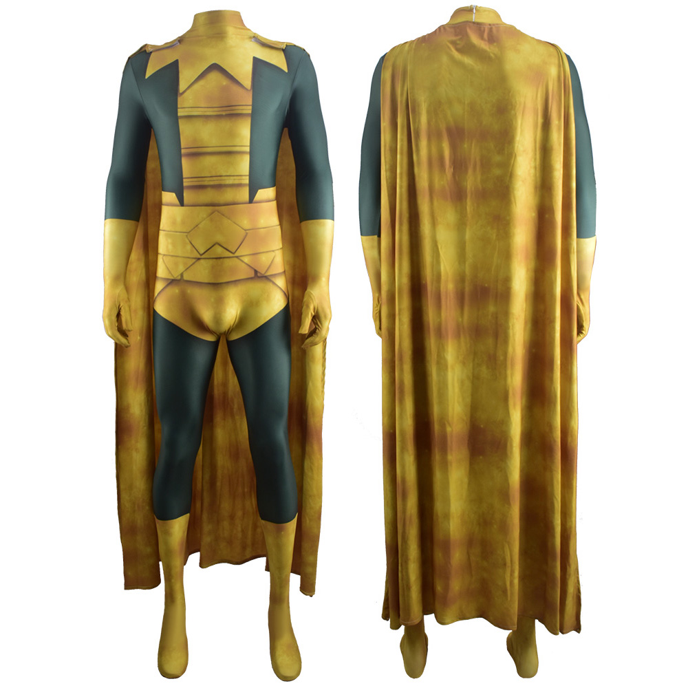 Ragnarökr Loki Superhelden Kostüm Bodysuit für Kinder Erwachsener Loki Halloween Party Cosplay Jumpsuit mit Cape Helm