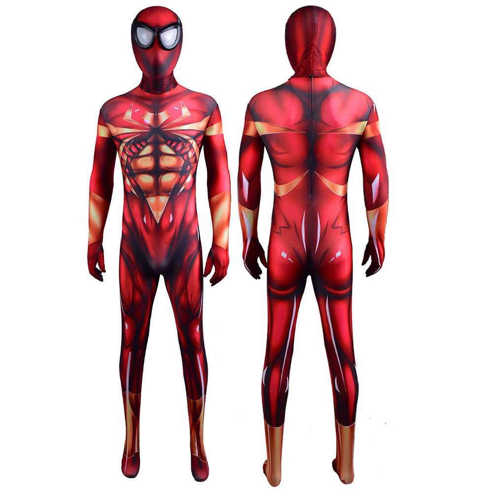 Golden Iron Spiderman Halloween Cosplay Kostüme Marvel Superhelden Unisex Spandex Zentai Erwachsener/Kinder 3D -Stilanzug
