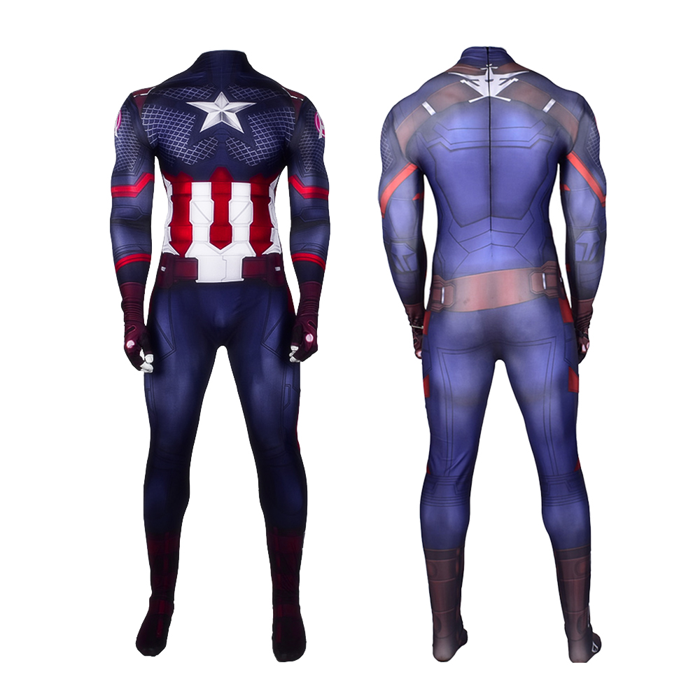 Halloween Kleid Avengers Cosplay Kostüme Captain America Einköpfige Strumpfhosen Marvel Comics Spandex Zentai Anzug