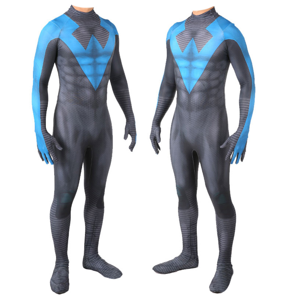 Nightwing Cosplay Bodysuit Halloween Kostüm Superhelden Deluxe Battle Anzug Männer Kinder Überraschung Blau Stil Stil