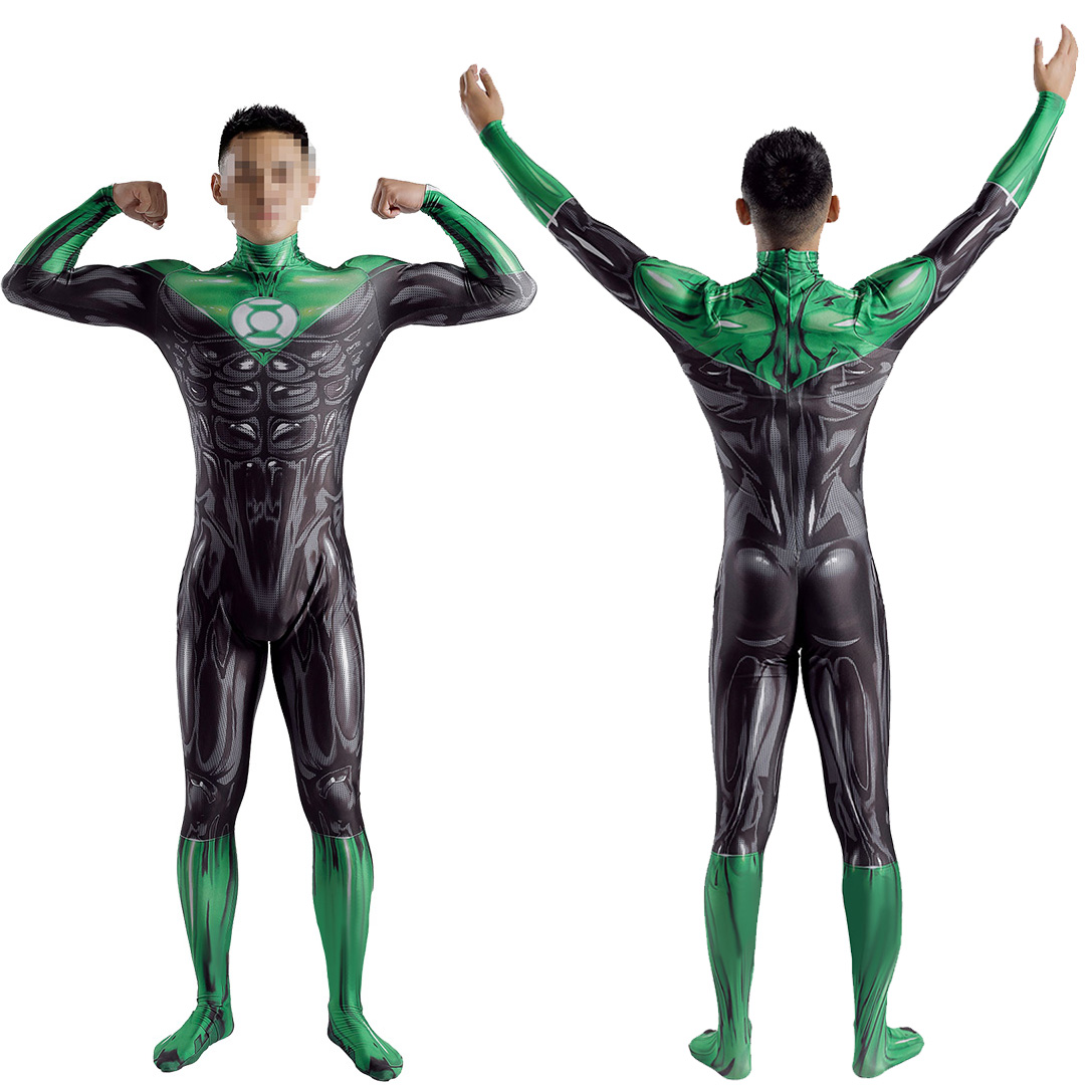 DC Comics Superhelden Green Lantern Cosplay Jumpsuit Zentai Anzug für Mann und Frau Halloween Party Dress Up Superhelden Kostüm