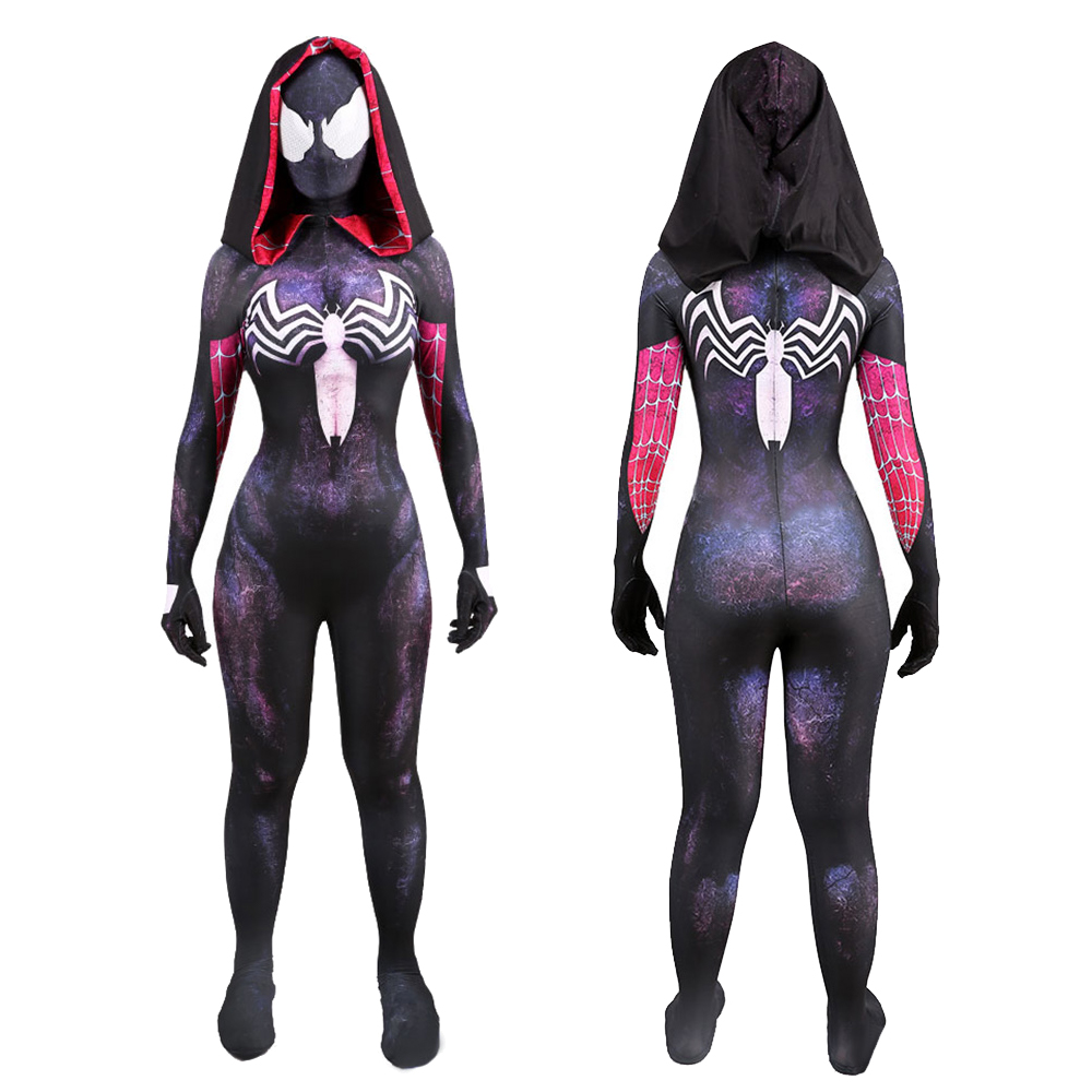 Superhelden Universum Purple Spider-Gwen Kostüm Cosplay Anzug Lycra spandex bodySuit 3D-Stil Zentai Halloween Kostüm