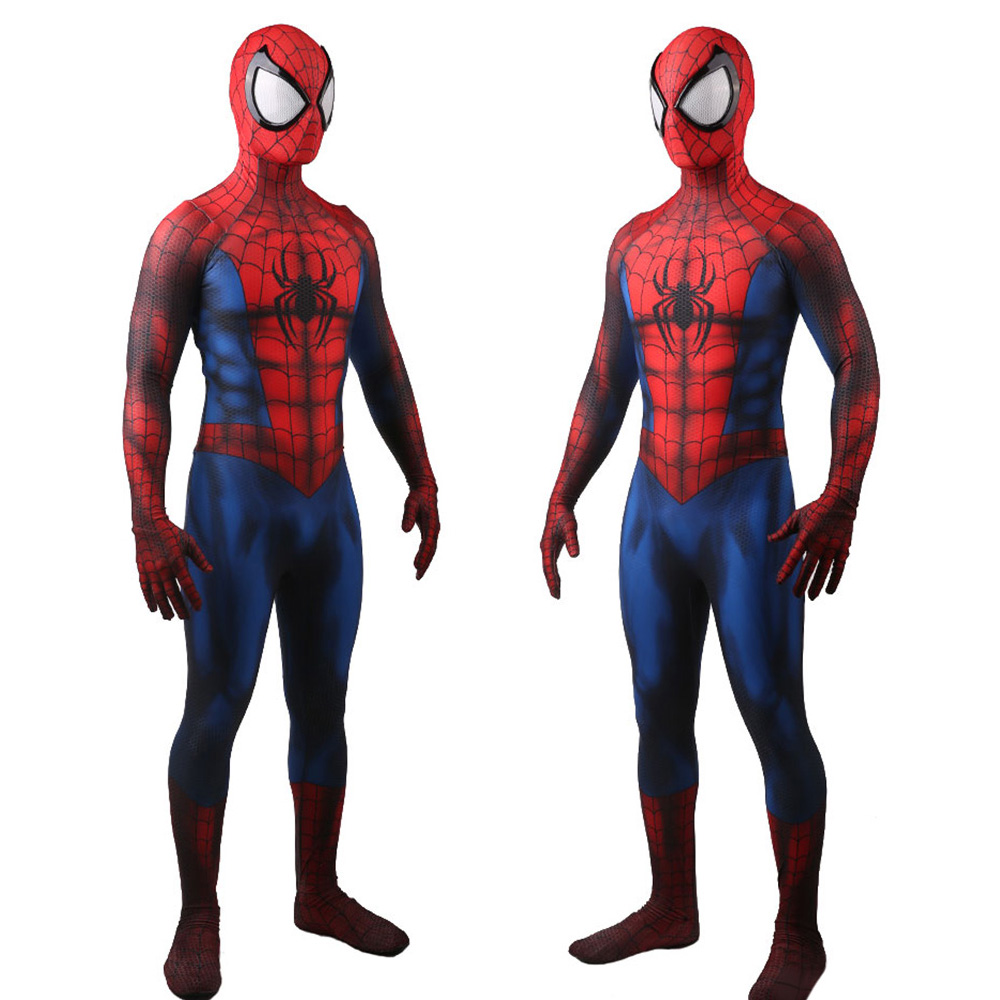 Muscular Ultimate Spider Man Cosplay Lycra Full Bodysuit Halloween Überraschungsgeschenk für Erwachsene Kinder 3D -Stil Kostüm