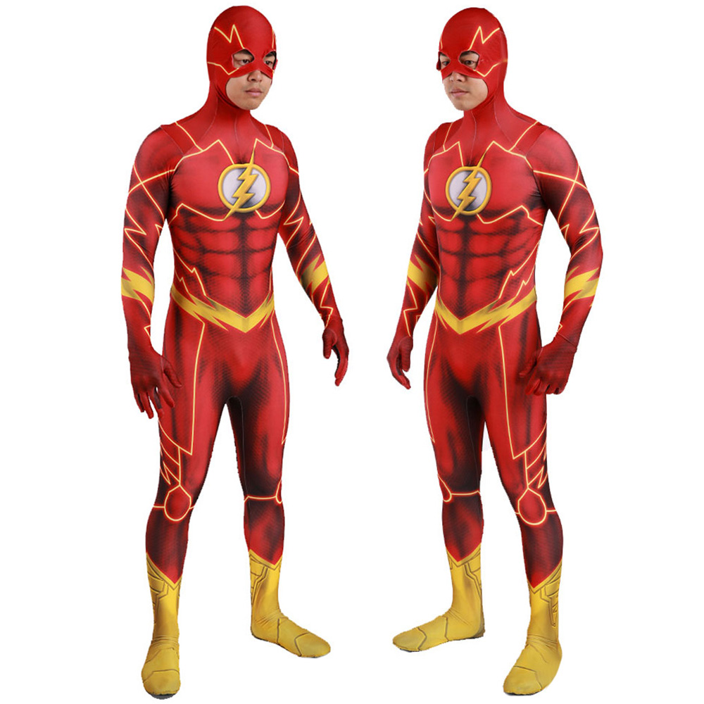 DC Comics Deluxe Muskelkaste BodySuit Das Kostüm des Flash Child’s Costume Halloween Cosplay und Luxus Party Dress Up Geschenk