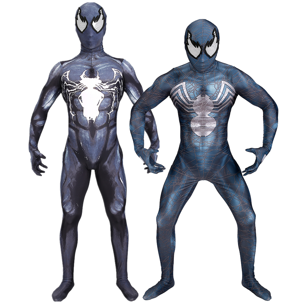 Blau und grau Gift Bodysuit Kinder Superhelden Kostüm 3D -Stil Halloween Kostümanzüge Halloween Cosplay Kostüme