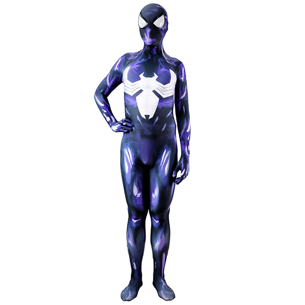 Lila Symbiote Spiderman BodySuit Kinder Superhelden Kostüm 3D -Stil Halloween Kostümanzüge Halloween Cosplay Kostüme