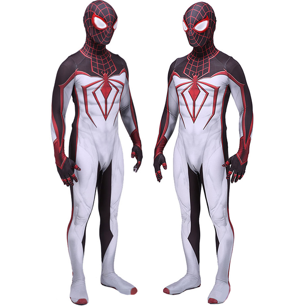 Spiel Kinder für Erwachsene Spiderman Rollenspiel Jumpsuit Kostüm White Cosplay Strumpfhosen Halloween Party Mode -Outfit