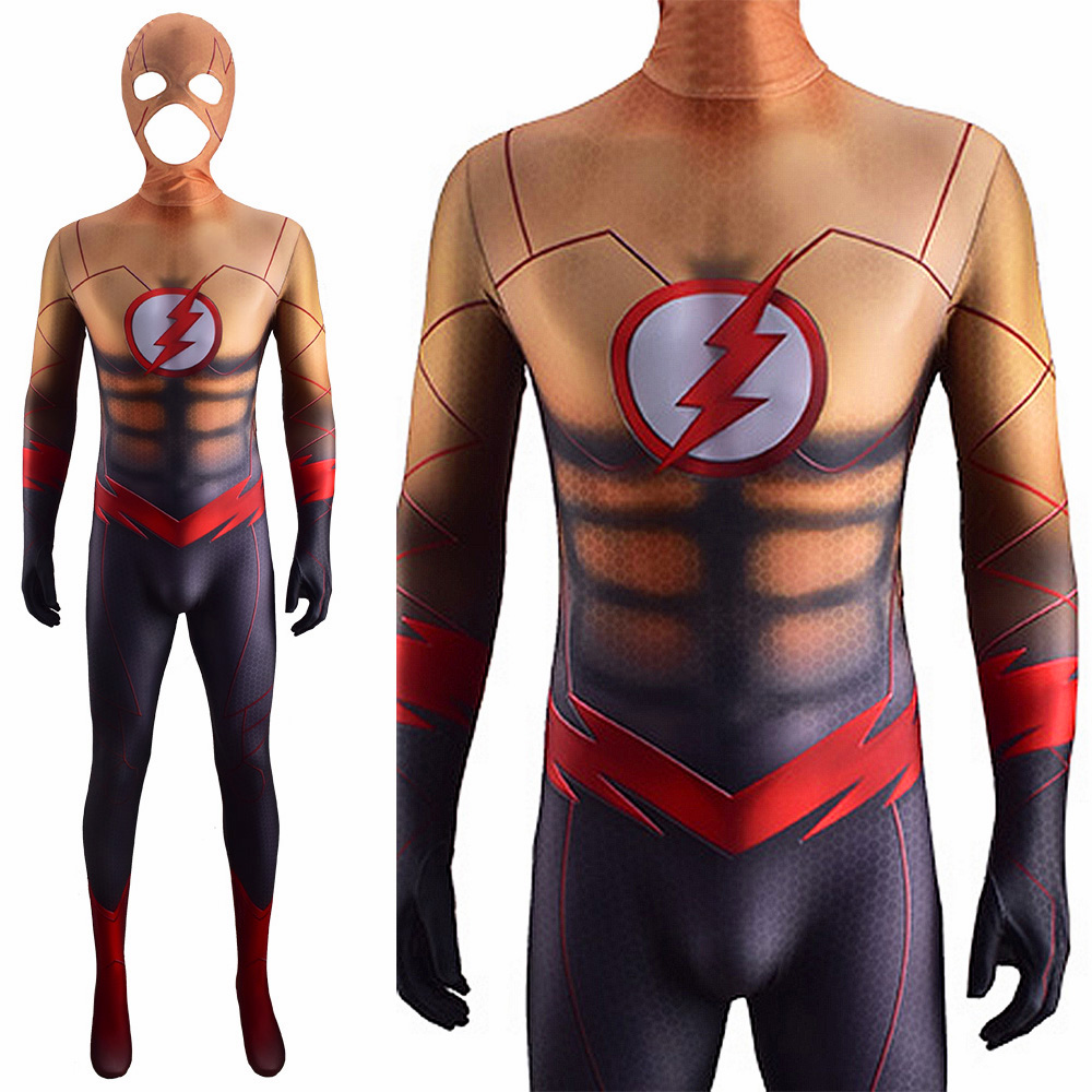 DC Comics Cosplay Kostüm Justice League Flash Jumpsuit Bodysuit Halloween Cosplay Anzug für Erwachsene Kind