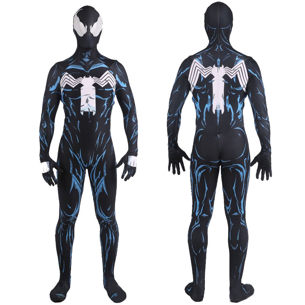 Schwarzer Venom Spider-Man Einteiliger Jumpsuit Symbiote Erwachsener/Kinder Spandex Bodysuit Cosplay-Kostüm für Halloween-Party