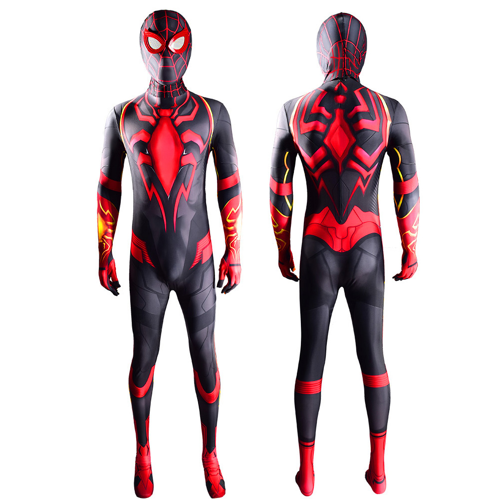 Marvel Spiderman Miles Morales Kamen Rider Version kreative lustige Kostüme für Halloween BodySuit Overall Outfit für Erwachsene/Kinder