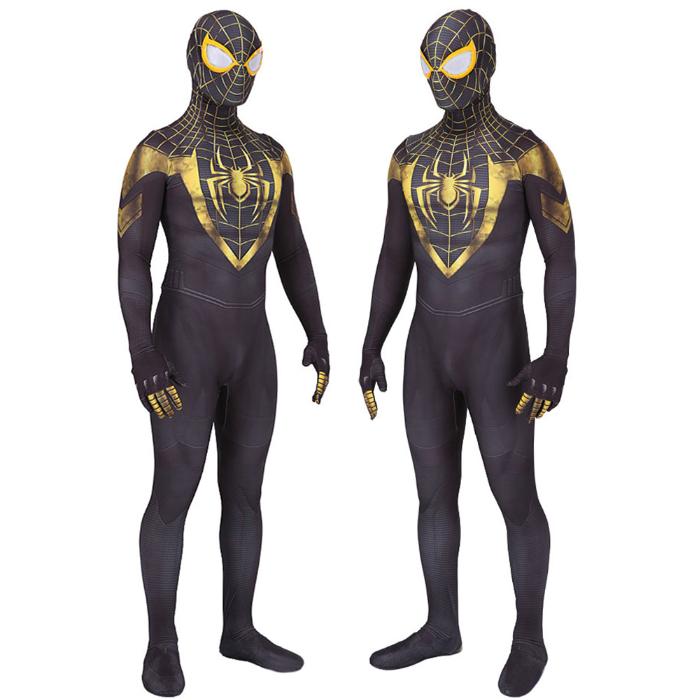 Spiel PS5 Spiderman Cosplay Halloween Kostümideen für Erwachsene/Kinder Bodysuit Overall Outfit Yellow Upgrade Version