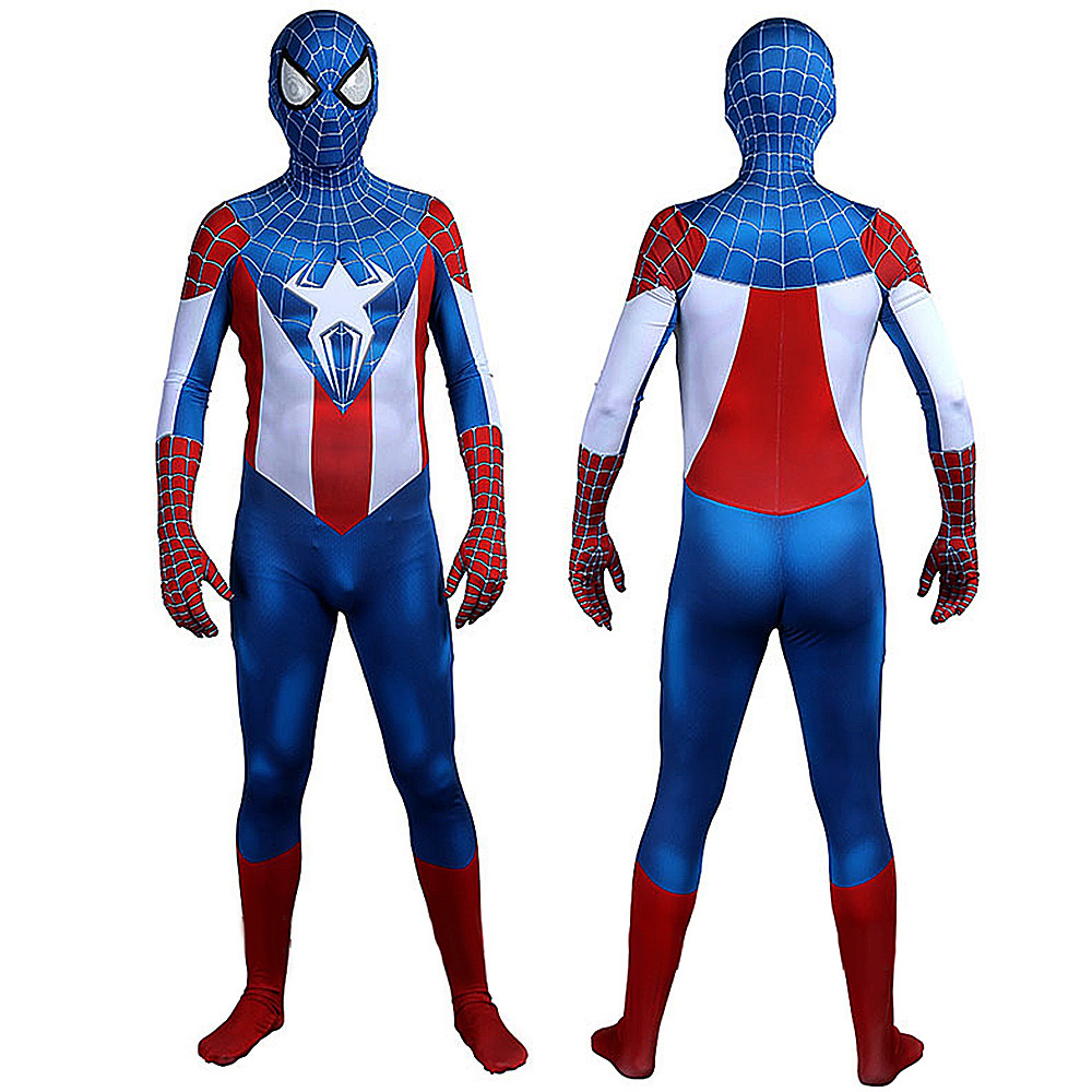 Marvel Classic Superhelden Captain Spider Man kreative lustige Kostüme für Halloween BodySuit Overall Outfit für Erwachsene/Kinder