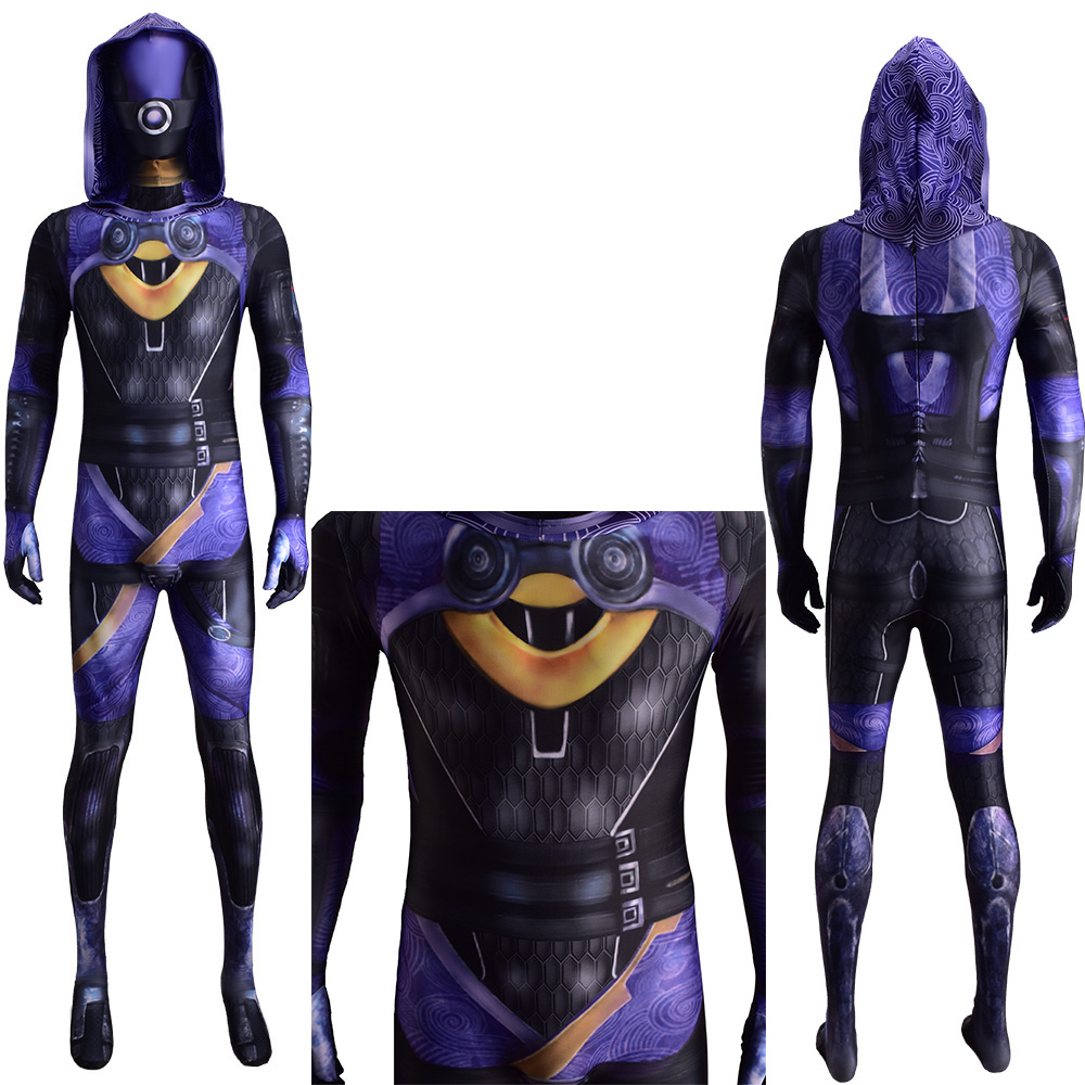 Spielkostüme Mass Effect 2 BodySuit Superhelden Cosplay Halloween Jumpsuit Gruselige Kostüme für Erwachsene/Kinder 3D -Stil