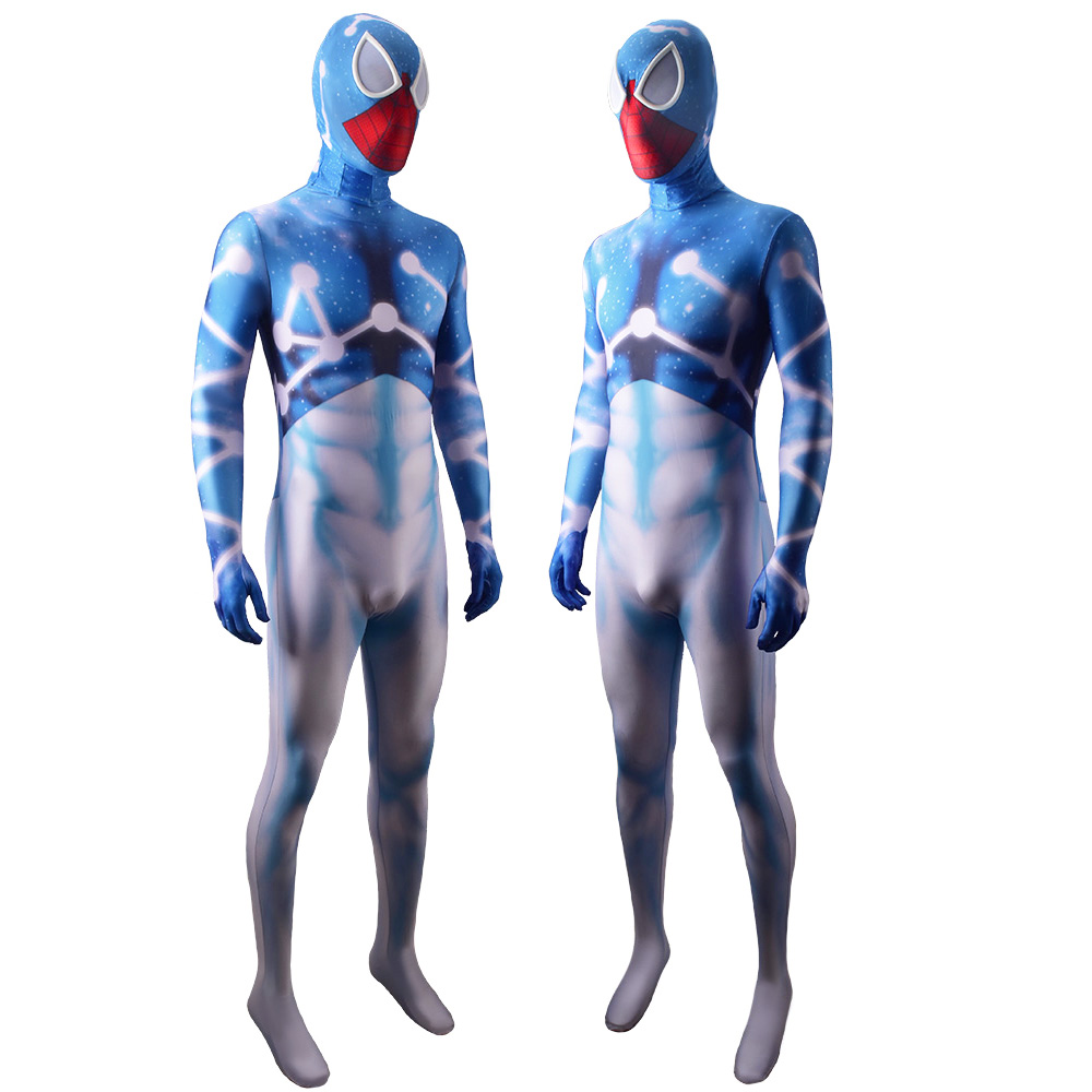 Marvel Classic Superhelden Spiderman Best Halloween Cosplay Party Show Kostüme BodySuits Jumpsuit Outfit für Erwachsene/Kinder Sternenhimmelblau