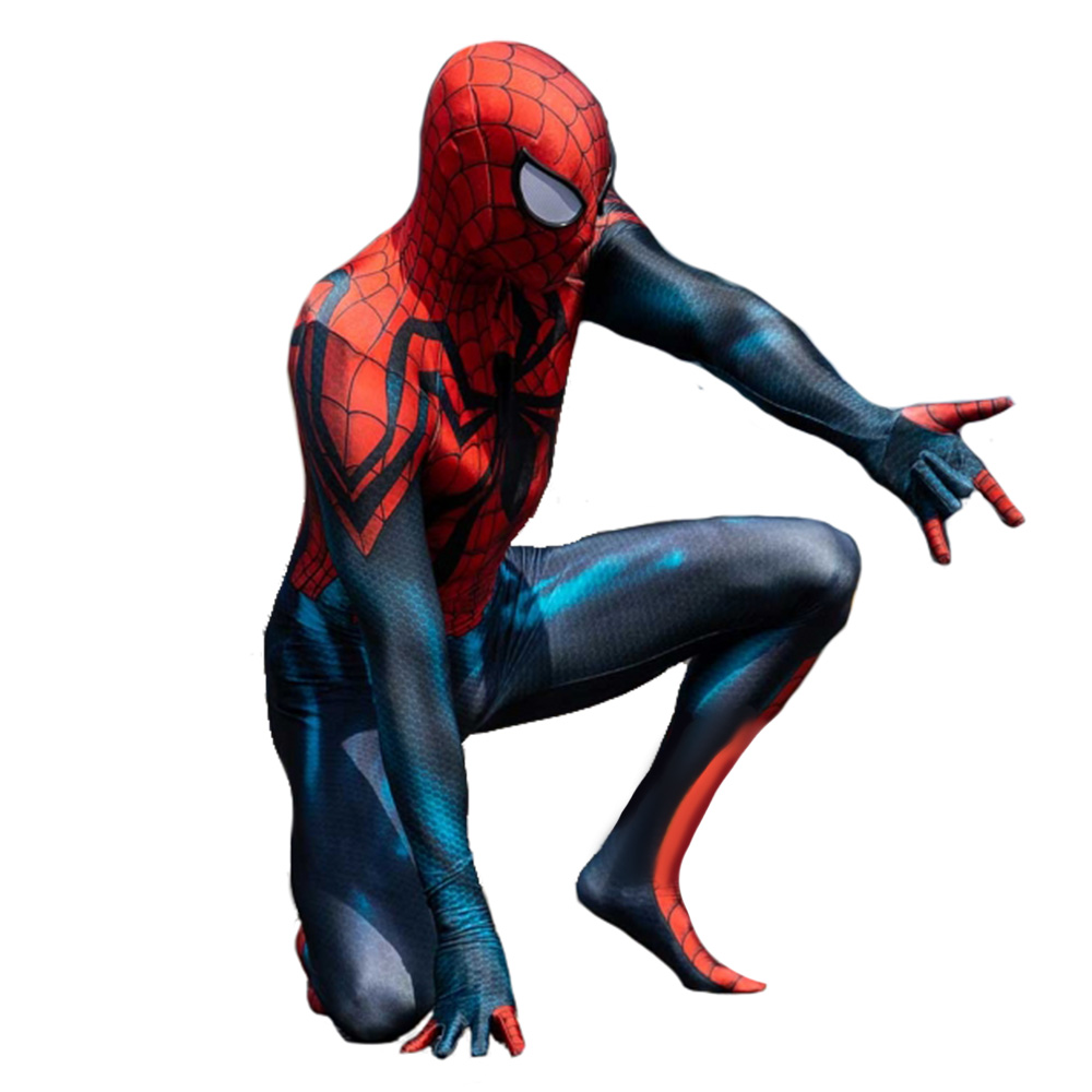 Marvel Superheld Ben Reilly Peter Parker Spider-Man Superheld Neu in den Spinnenvers Zentai Cosplay Kostüme BodySuit Strumpfhosen Jumpsuit für Erwachsene/Kinder