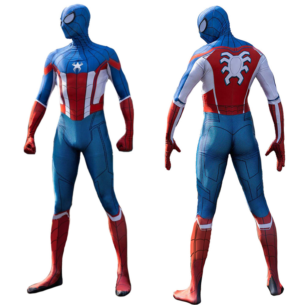 Marvel Superhelden Spider-Man Homecomimg Kapitän Lycra Neu in den Spinnenvers Zentai Cosplay Halloween Kostüme BodySuit Strumpfhosen Jumpsuit Muskelanzug Erwachsener/Kinder 3D-Stil