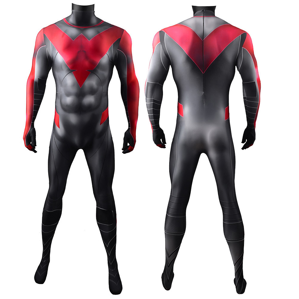 DC Super Heroes Nightwing Adult Deluxe Kostüm Strumpfhose Comic Conventions Stufe Leistung Kostüme 3D -Stil Body -Jumpsuit Outfit (rote Version)