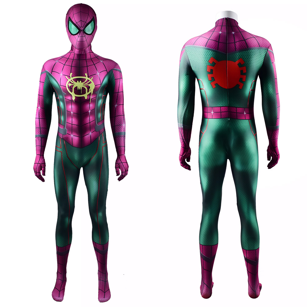 Superhelden Joker Spider-Man Neu in den Spinnenvers Zentai Cosplay Halloween Party Geburtstag Comics Kostüme BodySuit Strumpfhosen Jumpsuit Erwachsene/Kinder 3D-Stil