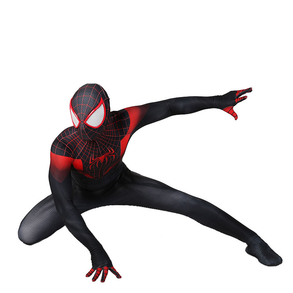 Spider-Man Miles Morales Halloween Kostüm Superhelden Neu in den Spinnenvers Zentai Cosplay Kostüme Erwachsener BodySuit Strumpfhosen Jumpsuit