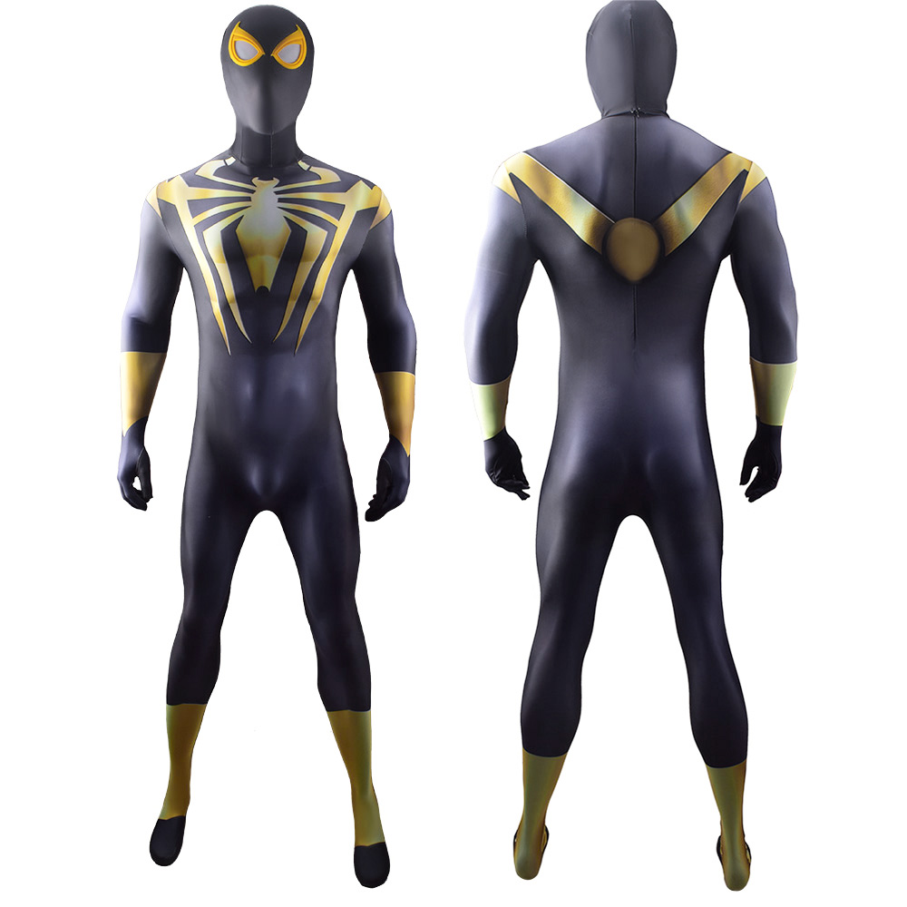 Marvel Superhelden Golden Spider-Man Cosplay Halloween Kostüm Bodysuit Strumpfhosen Jumpsuit Muskelanzug