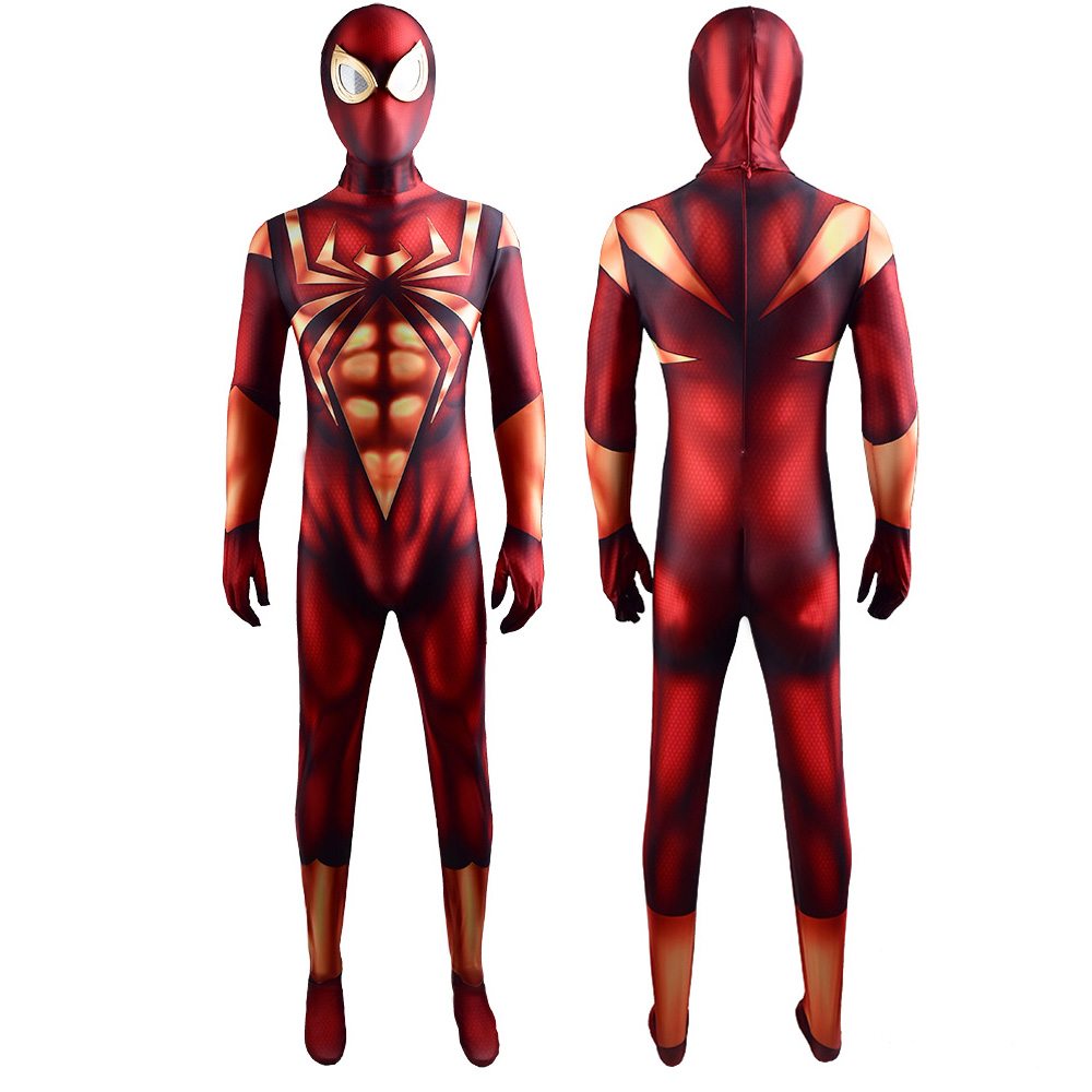 Marvel Superman Ultimate Spider-Man Iron Spider Character’s Combat-Anzug Bodysuit Strumpfhosen Einteiligen Strumpfhosen für Erwachsene/Kinder （Gold Version）