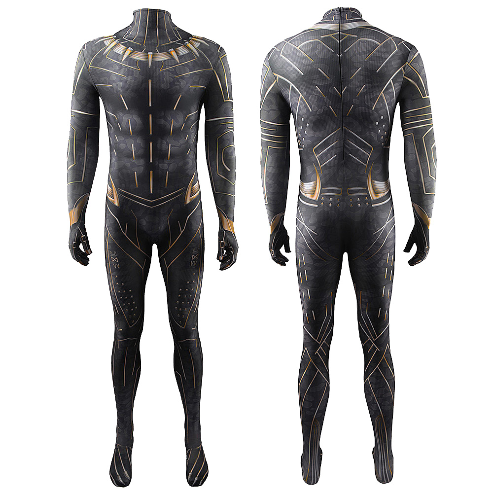 Klassiker Erik Killmonger Battle Cosplay -Anzug Marvel Black Panther Halloween Outfit Lycra Bodysuit Zentaisuit Jumpsuit