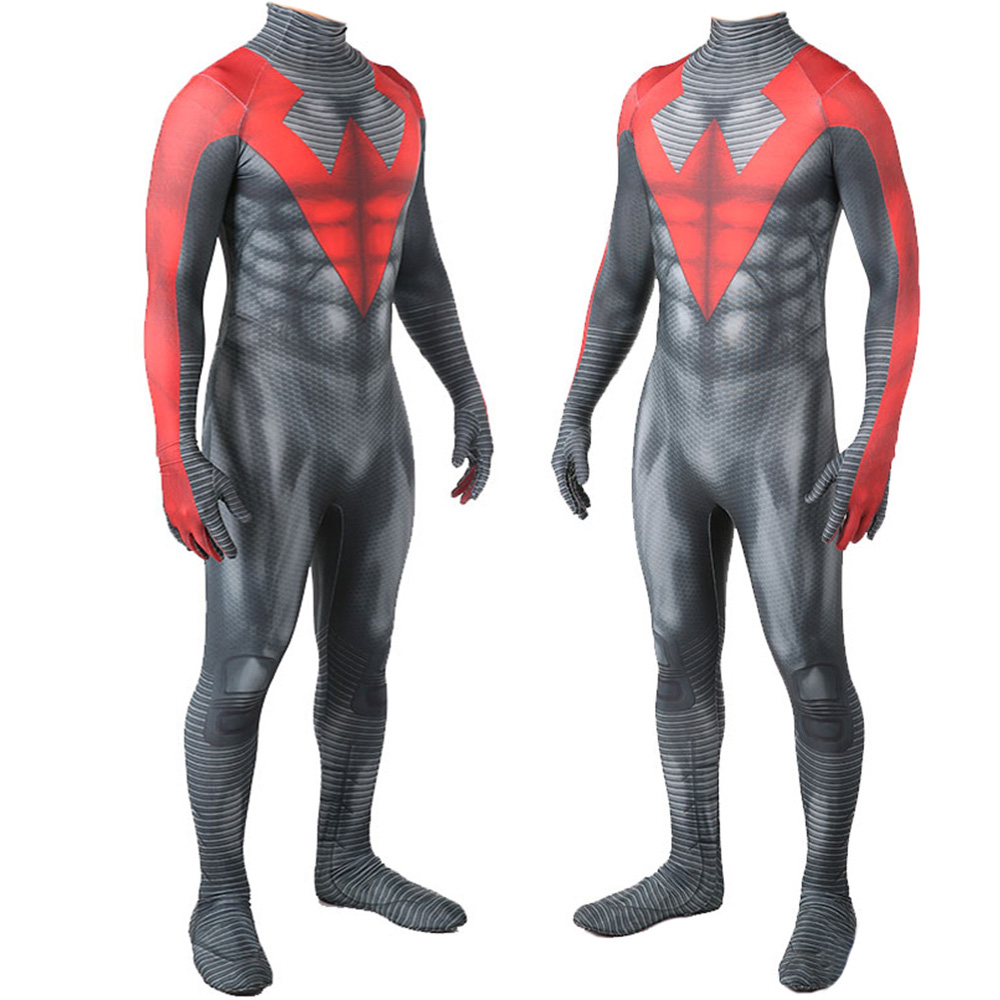 DC Superheroe Nightwing Deluxe Kostüm Strumpfhosen Comic Conventions Stufe Performance Kostüme 3D -Stil Bodysuit Outfit Outfit Erwachsene/Kinder (rote Version)
