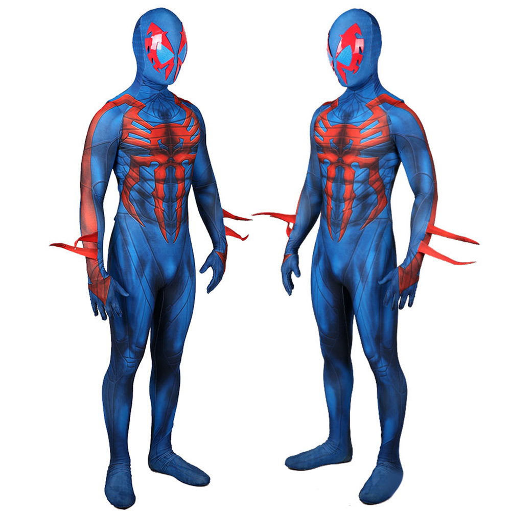 Marvel Superhelden Spider-Man Neu in den Spinnenvers Zentai Cosplay Halloween Party Geburtstag Kostüme BodySuit Strumpfhosen Jumpsuit Erwachsener/Kinder 3D-Stil (Blue Version Dirty Color Version)