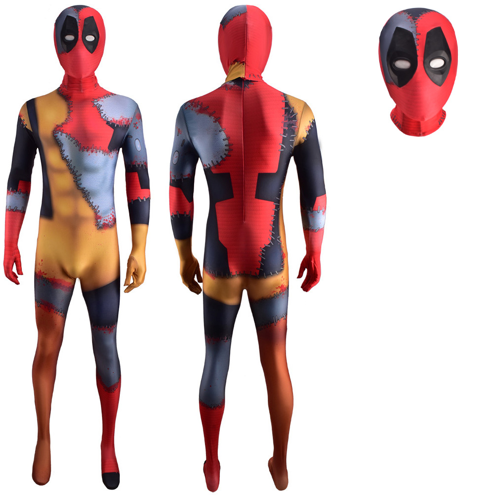 Evil Rubies Männer Deadpool Deluxe Muskelkaste Kostüm Bodysuit Outfit 3D -Stil für Erwachsene/Kinder Strumpfhose Comic Conventions Stufe Leistung Kostüme