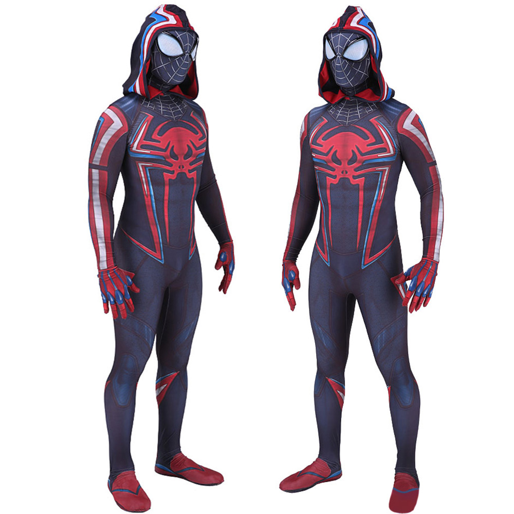 Spiel PS5 Marvel Superhelden Spiderman Miles Morales Bodega Marvel Comics Halloween Kostümideen für Erwachsene/Kinder BodySuit Oversuit Outfit (Upgrade -Version)