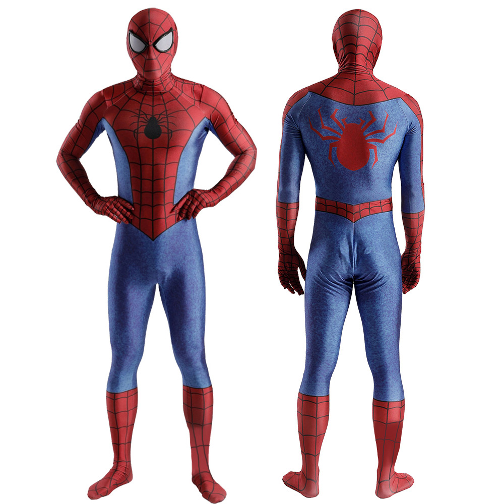 Marvel Superhelden Alex Spiderman Neu in den Spinnenvers Zentai Muskelanzug Halloween Cosplay Kostüme Erwachsene/Kinder BodySuit Strumpfhosen Jumpsuit