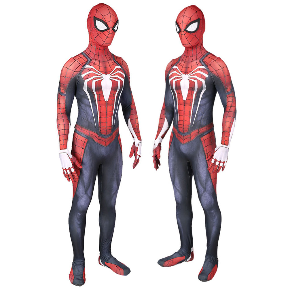 Spiel PS4 Marvel Superhelden Spider-Man Dirty Color Version Muskelanzug kreative Kostüme für Halloween Party Show Geburtstag Deluxe BodySuit Strumpfhosen Jumpsuit Erwachsene/Kinder